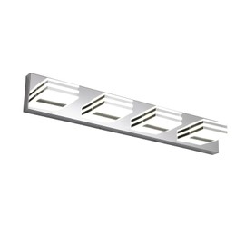 yumcrelect LED Modern Chrome Vanity Lights for Bathroom Over Mirror 24W 4 Light Restroom Light Fixture Above Mirror Acrylic Stainless Steel Wall Lighting Sconces(6000K)