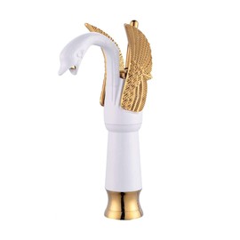 YCCUZA YCCUZA Bathroom Vessel Sink Faucet Swan White with Gold Tall Bathroom Faucet for Bowl Sink Single Handle One Hole Basin Mixer Tap Commercial