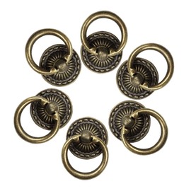 Chris.W 6pcs Vintage Bronze Drop Ring Knobs Pulls Handles for Dresser Drawer Antique Drawer Pull Ring Single Hole Decorative Hardware with Screws for Furniture Cabinet Cupboard (Round)
