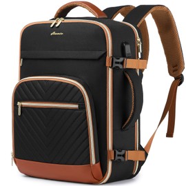 Large Carry On Travel Backpack - Flight Approved Waterproof Luggage Suitcase Backpacks Personal Item Size for Women Men fit 18 Inch Laptop College Overnight Bag Anti-Theft Weekender Daypack Black