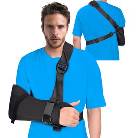 VALLEYWIND Adult Arm Sling Shoulder Immobilizer with Waist Strap Sling for Arm Shoulder Elbow Wrist Injury Torn Rotator Cuff Support Broken & Fractured Bones Fits for Left Right Arm Women Men