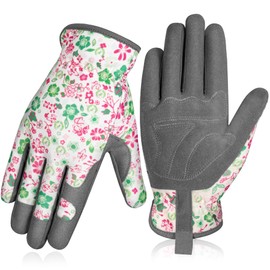 HOAOPINY Gardening Gloves for Women Ladies-Printed Touchscreen Garden Gloves with Grip Thorn-Proof Puncture-Resistant Protective Work Gloves-light green-M