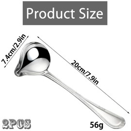 YGCHEN Ladle Stainless Steel Sauce Spoon Silver Ladle with Pouring Spout Sauce Spoon for Soup Sauces Gravy Dressings Kitchen Cooking Tool Pack of 2
