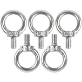 JatilEr Pack of 5 M6 x 11 Eye Bolts, Stainless Steel, 304 Stainless Steel Eye Bolt, Rustproof Eye Bolt, Hardware Eye Bolts, Ring Round Ring Bolts, Metric Eye Bolt for Roll of Attachment and Hanging