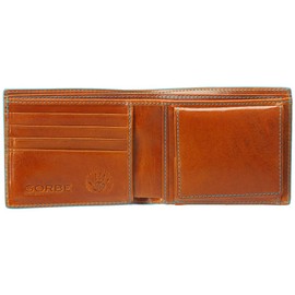Golbe Bi-Fold Wallet Italian Leather Smart Model (Color Edge Version) (Name Engraved), Braun
