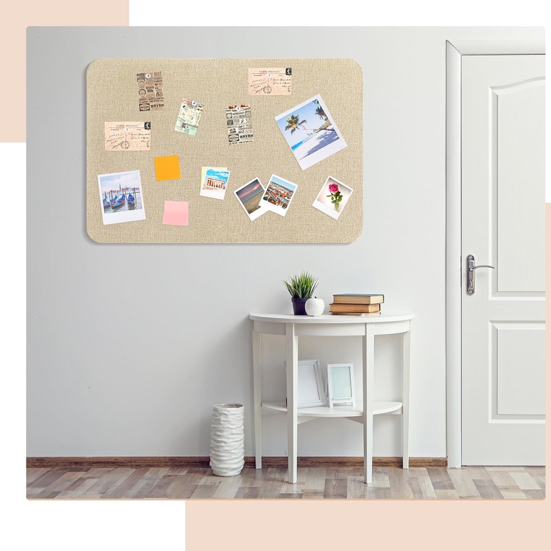 Hahafelt 48'' x 36''Linen Fabric Bulletin Board Pinboard for Walls