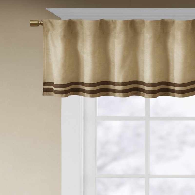 Dune Microsuede Striped Window Valance Beige 50" x 18"