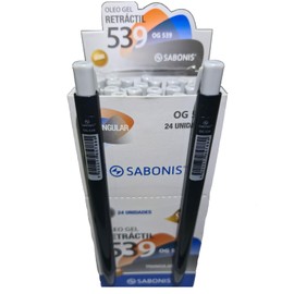 Bolígrafo Óleo Gel Sabonis Og539 Triangular Retractil Caja con 24 Piezas (Negro)