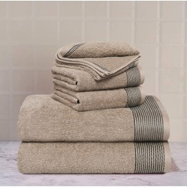 Belizzi Home 100% Cotton Ultra Soft 6 Pack Towel Set, Contains 2 Bath Towels 28x55 inchs, 2 Hand Towels 16x24 inchs & 2 Washcloths 12x12 inchs, Compact Lightweight & Highly Absorbant - Tan