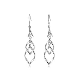 Linear Swirl Wire Earrings For Women dangling Boho Dangle Drop Silver Earrings Eiffel
