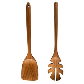 CCcollections Wooden Kitchen Utensil Set | Premium Cookware Teak Utensils | Teak Wood Nonstick Kitchen Cookware Perfect for Everyday Use & Special Occasions - (Set B - 2 Sets Salad)