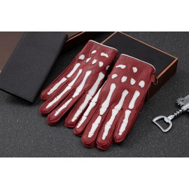 NappaNovum Deerskin Leather Non-Slip Skeleton Motorcycle Warm Lining Winter Gloves for Men,Joker Gloves for Cycling and Riding