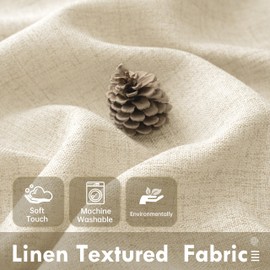 DriftAway Linen Textured Curtain Valances for Windows Light Filtering 3 Inch Rod Pocket Farmhouse Country Rustic Kitchen Valances for Bedroom Living Room Bathroom 14 inch Length Beige