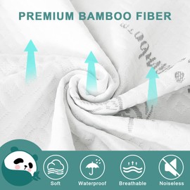 HUXMEYSON Twin Mattress Protector, Waterproof Bamboo Mattress Protector, Breathable and Noiseless Mattress Cover with 8-21 Deep Pocket, 39 x 75 Inch