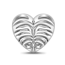 Gnoce Silver Heart Charm Beads 925 Sterling Silver Beads Charms with Zirconia Symbol of Love Hollow Heart Sternum Charm Fit for Bracelet/Necklace Valentine's Day Jewellery Gift for Women Girls, Silver