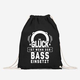 MoonWorks® Gym Bag with German Text "Glück ist wenn der Bass einsetzt" Fabric Bag Party Bag Dance Celebration Festival