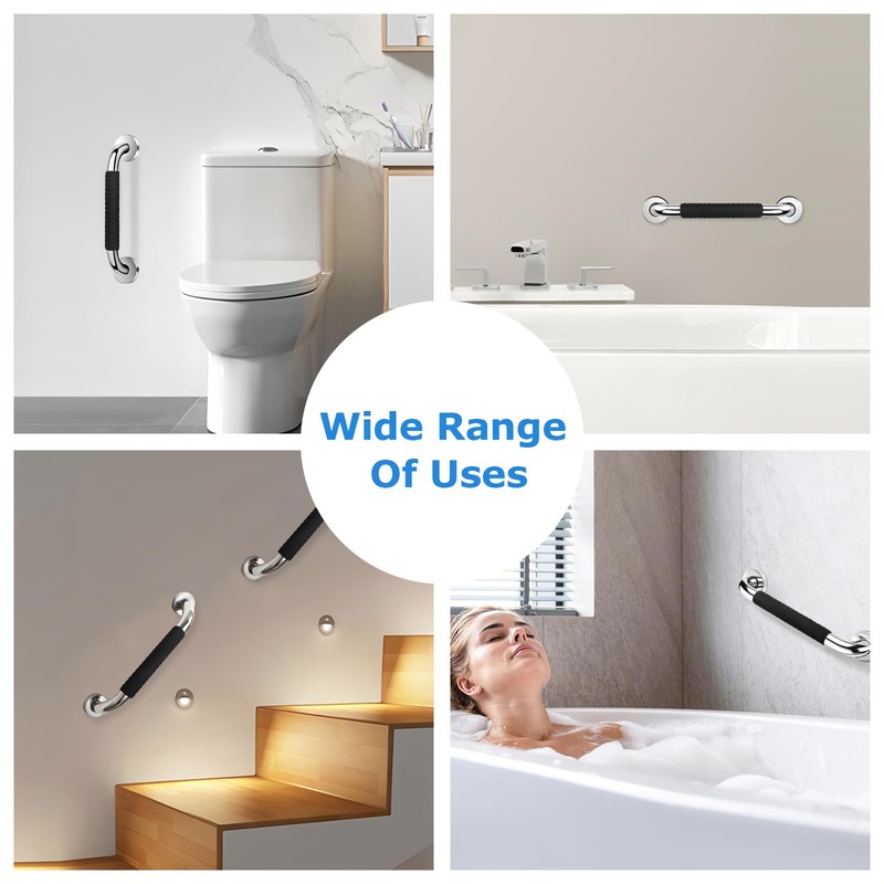 Grab Bars for Seniors, Shower and Steps, Black, 30 cm