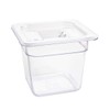 Vogue Reusable Polycarbonate Plastic 1/6 Gastronorm Container 150mm, Clear, Food