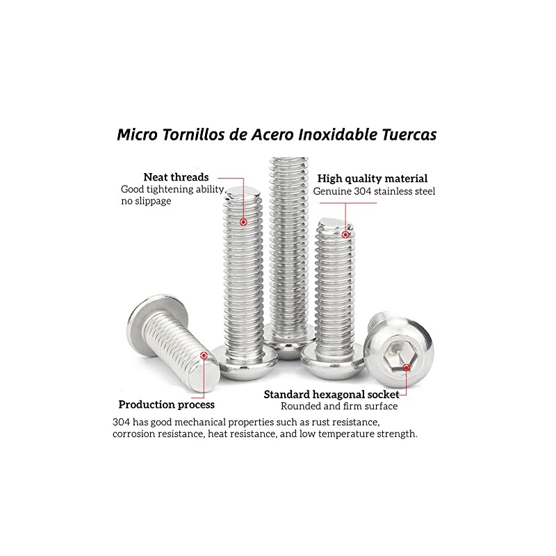 230 unids Tornillos y Tuercas Set M3 Metric Acero Inoxidable