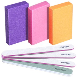 Nail Buffers and Files, FANDAMEI Nail Tools kit with 3PCS Rectangular Nail Buffer Block, 3PCS 100/180 Nail Files and 1PCS 1000/4000 Nail Buffer. Professional Nail Buffer File Kit for Nail Care