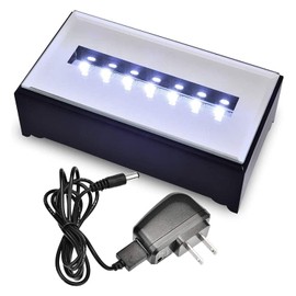 ASENTE 7 LED Light Base for Glass Art - White Light LED Display Base - LED Base Lights for Crystals - Lighted Display Stand w/ Mirror Top for More Dimension