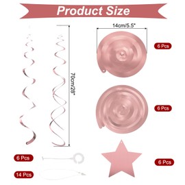 sourcing map 12pcs Rose Gold Stars Hanging Swirls Decorations, 28" Plastic Spiral Party Streamers Ceiling Decoration for Birthday Anniversary Celebration Christmas