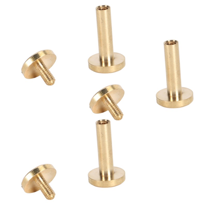 50 Set Binding Rivet Round Flat Head Brass Slot Screw
