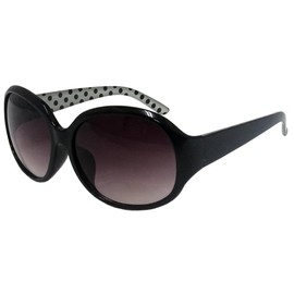 Face Trick Glasses H3100 UV Protection, Eyes, Beautiful Skin Care, Cute Dots, Large Cell Frame, Oval Sunglasses, black/smoke half