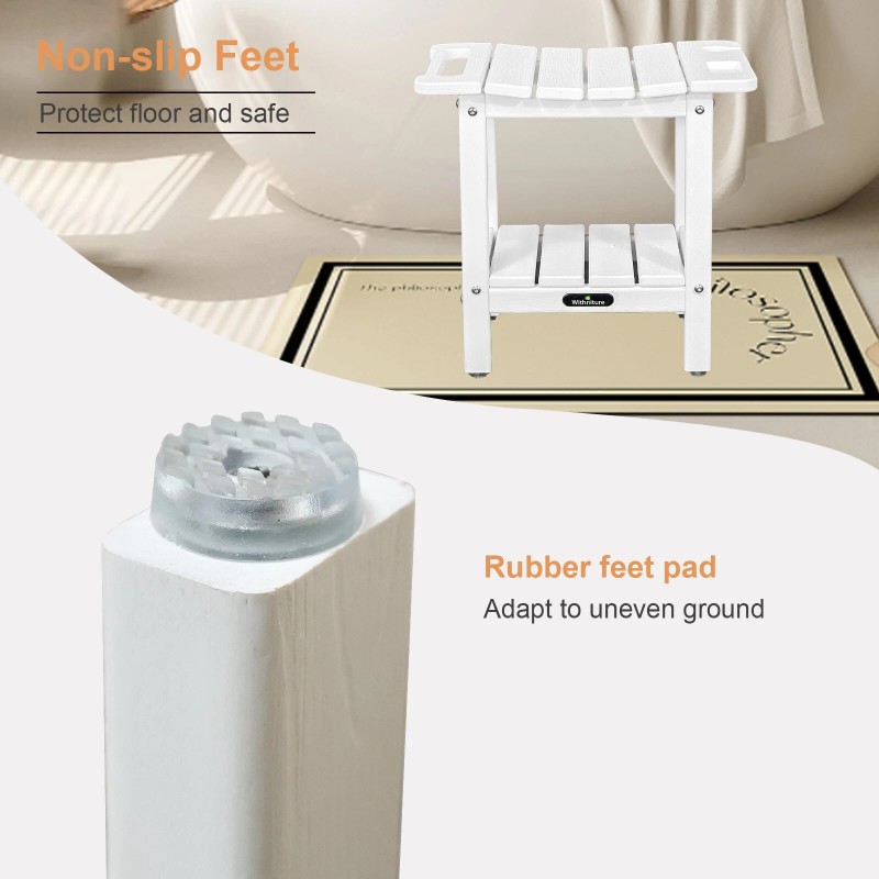Table Shower Bench for Inside Shower,White HDPE Shower Stool Waterproof,Ind