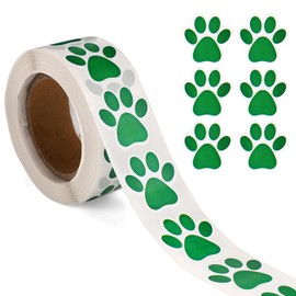 500pcs Dog Paw Print Stickers, 1 Inch Self-Adhesive Puppy Paw Prints Stickers Cat Paw Print Decals Cute Paw Print Sticker for Envelope Seals Mailing Office Room Party Decoration (Green)
