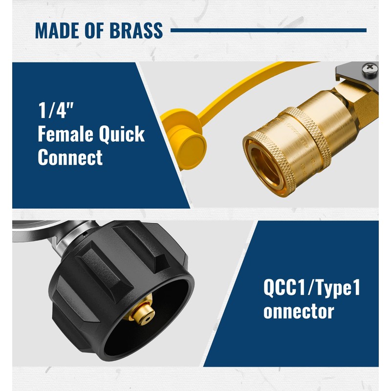 CALPOSE Propane Regulator with Quick Connect Fittings and ON/Off Valve