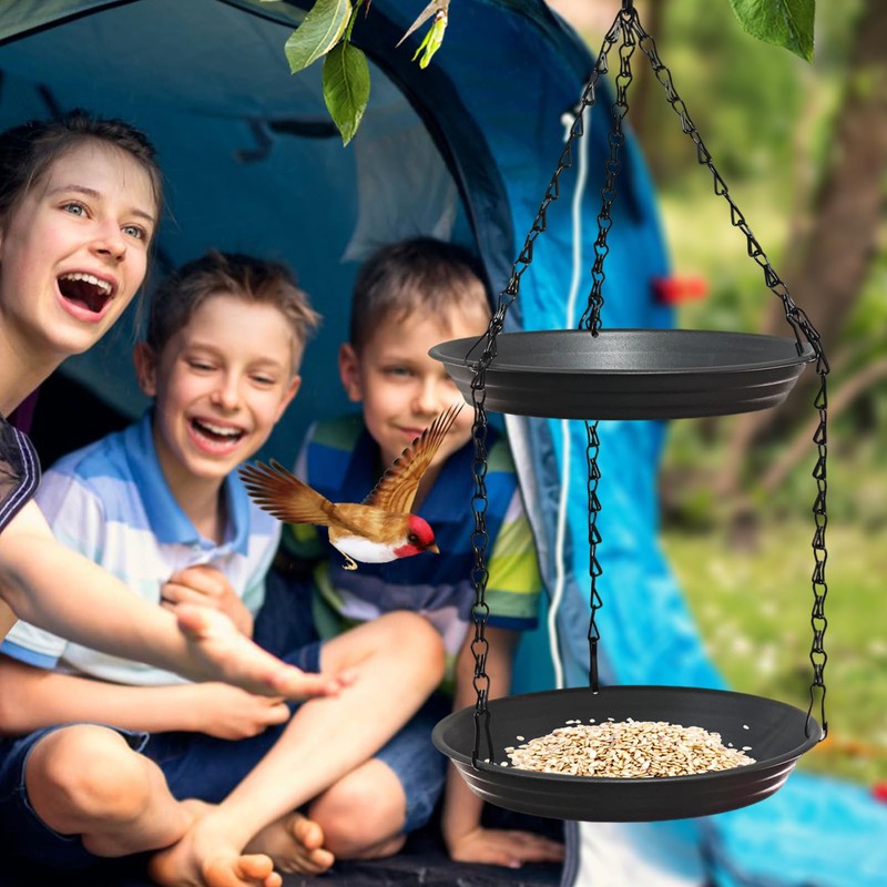 Gute Double Layer Hanging Metal Mesh Bird Feeder Tray -