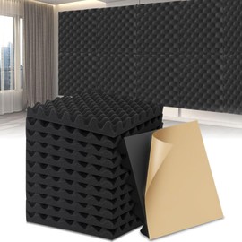 12 Stück Akustikpaneele,30x30x2,5cm Akustikschaumstoff Akustikschaumplatten, Schwarz Gerillte Akustikschaumstoff,Schalld채mmung Wand t체r Decken,Wandpaneele Selbstklebend,Schallabsorber f체r Studio,B체ro