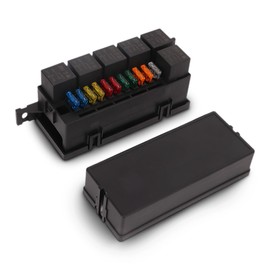 12V Auto Waterproof Fuse Relay Box, ATC ATO Fuse Waterproof Relay Block Box, 12V Relay Fuse Box Block with 6 Relays and 11 Way ATC,ATO Blade Fuses, for 12V Vehicles Cars Marine Boa