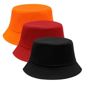 SAIIURV Pack of 3 Colourful Fishing Hats Streetwear Bucket Hat for Women Men Plain Reversible Fishing Hats Fashionable Protection Summer Hat Foldable Fishing Hat Double Sided Bucket Hats for Camping