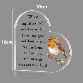 Robin Memorial Gift Bereavement Gifts for Loss of Dad Mum Husband Grandma Memorial Gifts for Grave Remembrance Gifts Hearted Acrylic Plaque Grave Decorations
