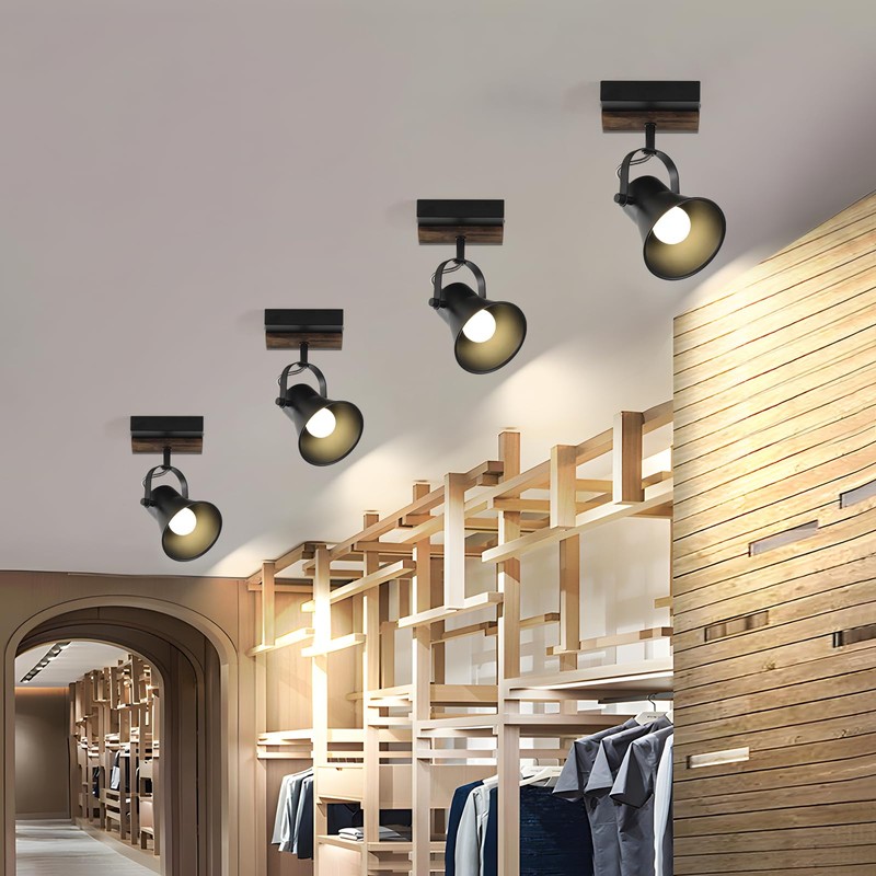SEEBLEN 2-Light Track Light Fixtures, Adjustable Ceiling/Wall Mount, Industrial Black