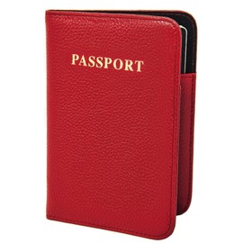 Vedicci Porta Pasaporte para Viaje. Funda para Pasaporte de Piel Genuina. Pasaporte Funda en 4 Colores. Cartera estilo Porta Pasaporte. Estuche de Viaje para Pasaporte y Visa. Passport Holder. (Rojo)