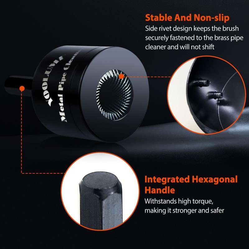 Copper Pipe Cleaner Kit for Drill (1/2" & 3/4"),Includes 2