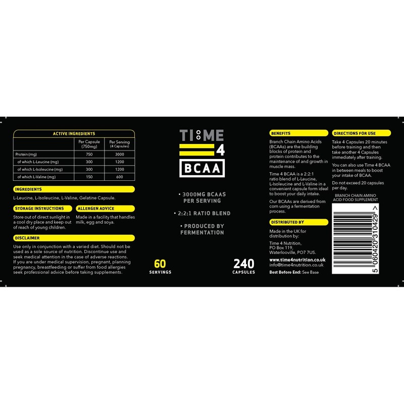 Time 4 BCAA - 240 Capsules High Strength Branch Chain