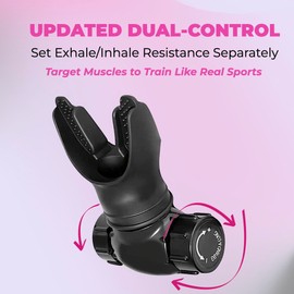 Dual-Control Breathing Trainer, Lung Trainer | Independent Adjustable Exhale & Inhale Resistance | Breathing Exercise Device for Lungs | for Daily, Fitness & Sport - White