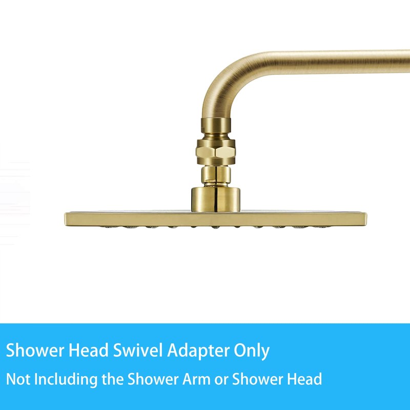 Brushed Gold Shower Head Adapter, Biveah Brass Shower Arm Swivel