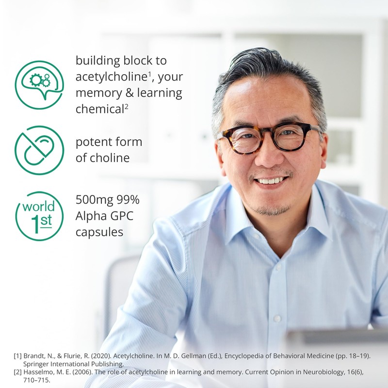 Alpha GPC Capsules (60) | 1-a-Day | 99.7%* Alpha-GPC Choline