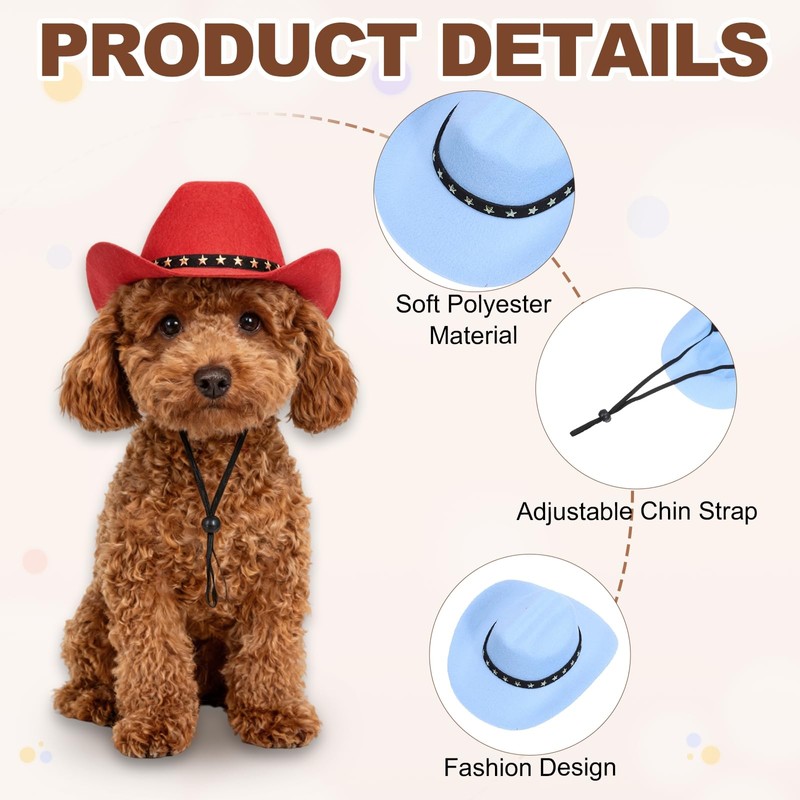PETAXCELL Dog Cowboy Hat, Mini Cowboy Hat for Pet with
