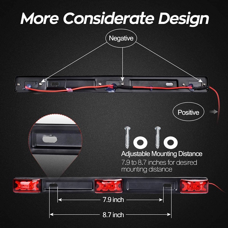 HHCSOP Red LED Marker Bar 3 Lights 9 LED Trailer
