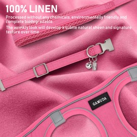 GAMUDA Small Pet Harness Collar and Leash Set, Step in No Chock No Pull Linen Fabric Soft Mesh Dog Vest Harnesses Reflective for Dogs Puppy Cats Kitten Rabbit (Pink, M)