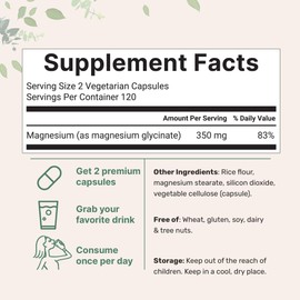 Micro Ingredients Micro Ingredients Magnesium Glycinate 350mg Per Serving, 240 Veggie Capsules | Potent Elemental Form, 100% Chelated, Highly Bioavailable | Healthy Muscle, Bones, & Mood Support Supplement | Non-GMO