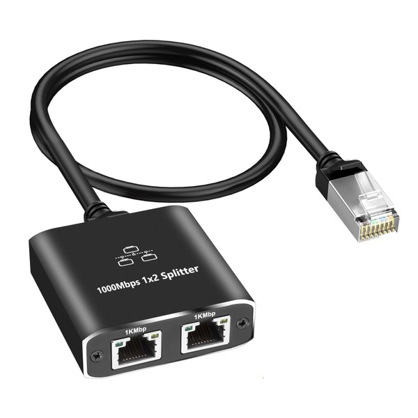 Ethernet Splitter 1 to 2 Out with Cat 6 Ethernet
