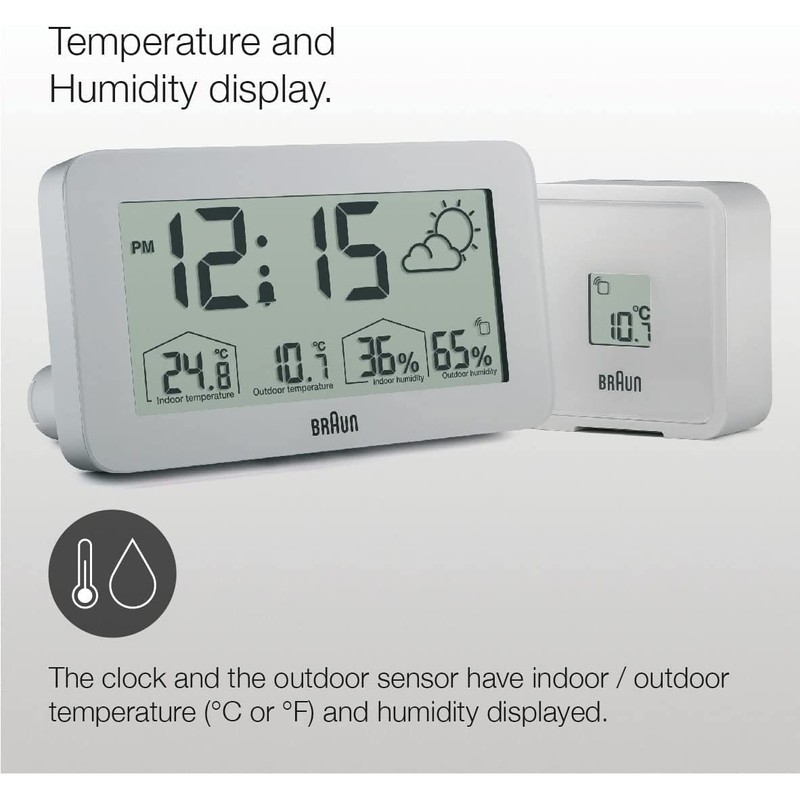 Braun Digital Weather Station Clock with Indoor and Outdoor Temperature
