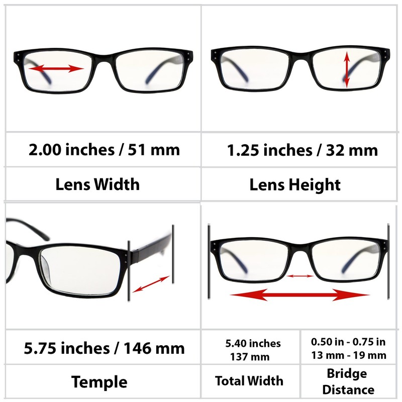 TruVision Readers Computer Reading Glasses 9603-CG-2PK-Black-2.50